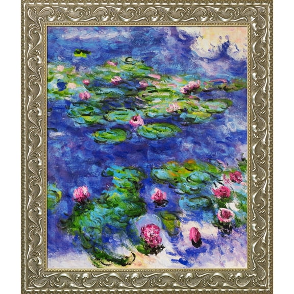 La Pastiche Claude Monet 'Water Lilies' Hand Painted Framed Canvas Art