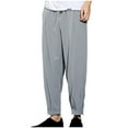 thumbnail image 1 of FcBaudy Full Length Pants Man Solid Color Drawstring Pockets Binding Leg Trousers Man Polyester Trousers, 1 of 3