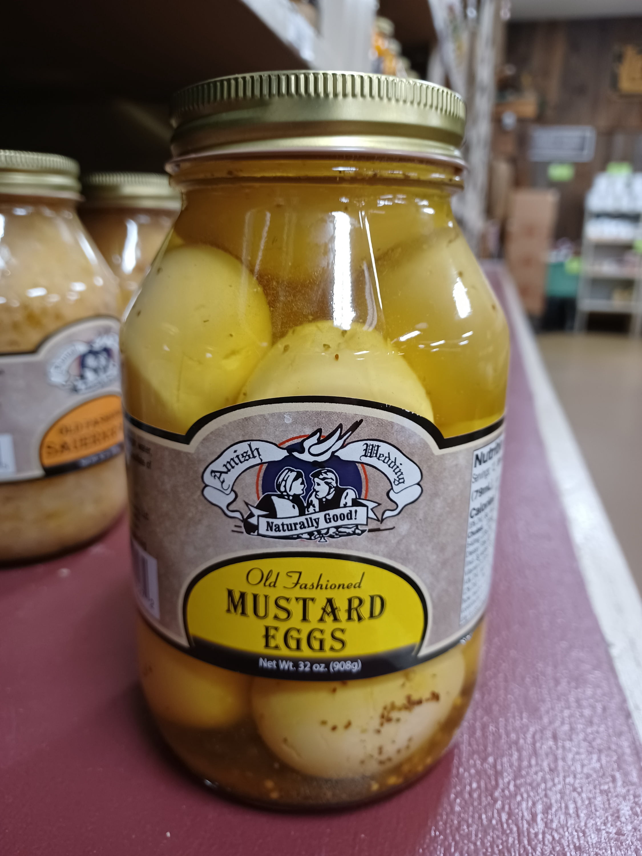 Amish Wedding Natural Pickled Mustard Eggs, 32 oz jar