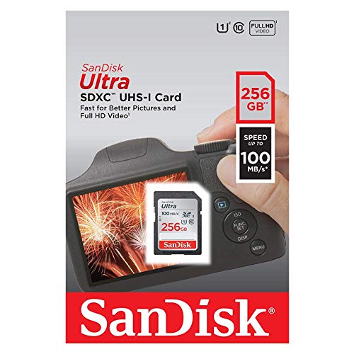 Bundle with 1 Everything But Stromboli Combo Card Reader 77D Digital Camera Class 10 SDSDUNR-256G-GN6IN Rebel T6 SanDisk 256GB SDXC SD Ultra Memory Card Works with Canon EOS Rebel T7