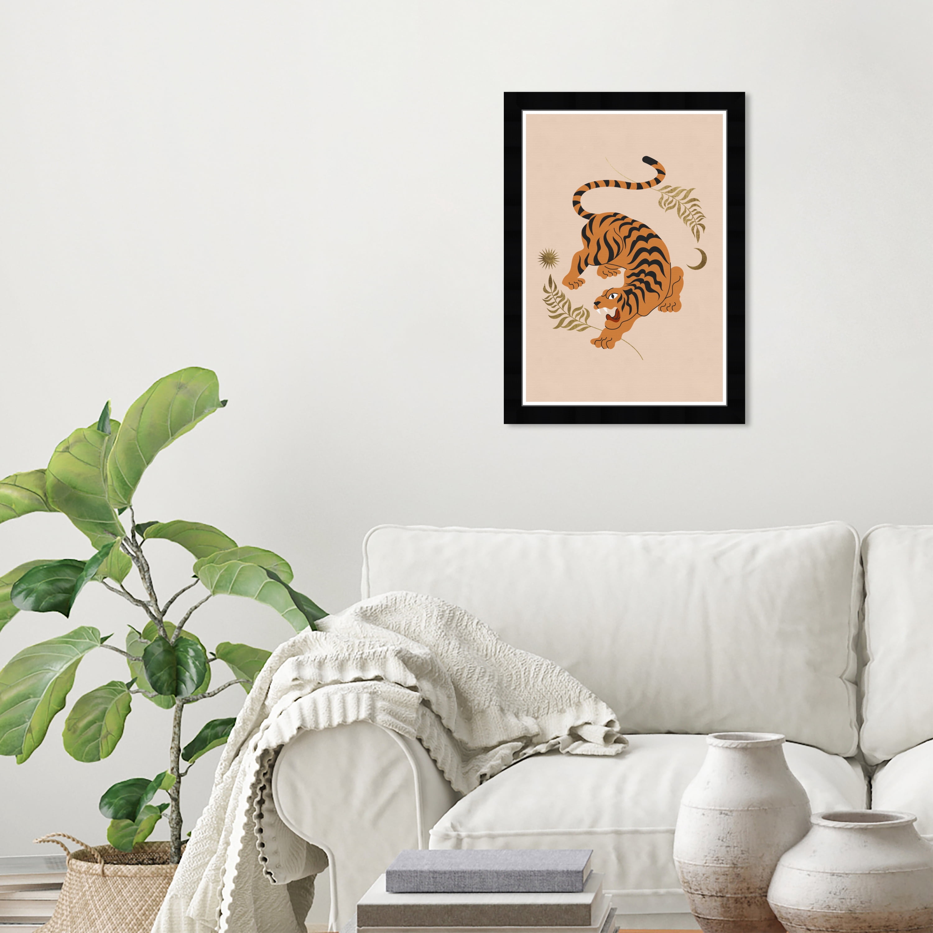 Wynwood Studio Tigress of the Leaves Tan Animals Wall Art Canvas Print Orange 13x19