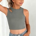 thumbnail image 3 of Girls Cotton Casual Athletic Tank Tops Summer Crewneck Slim Cropped Sleeveless Tshirts Kids Stretch Comfy Solid Color Camisole, 3 of 5
