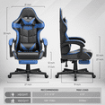 thumbnail image 5 of Huracan Gaming Chair with Footrest, Adjustable Height Computer Office Chair with Massage Lumbar Pillow&Headrest, Ergonomic High Back Leather Gamer Game Desk Chair for Adults,Blue, 5 of 8