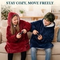 thumbnail image 6 of PAVILIA Fleece Sherpa Wearable Blanket Sweatshirt Hoodie for Kids, Navy, 6 of 7