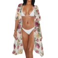 thumbnail image 4 of SEANATIVE Women Kimono Coverups Flowy Bikini Cover Up Summer Beach Cover Up Lightweight Loose Casual Swimwear Kimono Cardigans for Hawaii Vacation, Retro Rose Beige, 4 of 7