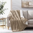 thumbnail image 2 of Modern Threads Knit Reversible Khaki Acrylic Throw Blanket, 50" x 60", 2 of 3