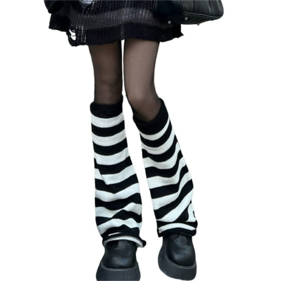 ZHENHONG Stockings for Girls Women Girls Japanese Leg Warmers Kawaii Knit Boot Socks 9 0s Solid Striped Gothic Crochet Leg Warmers