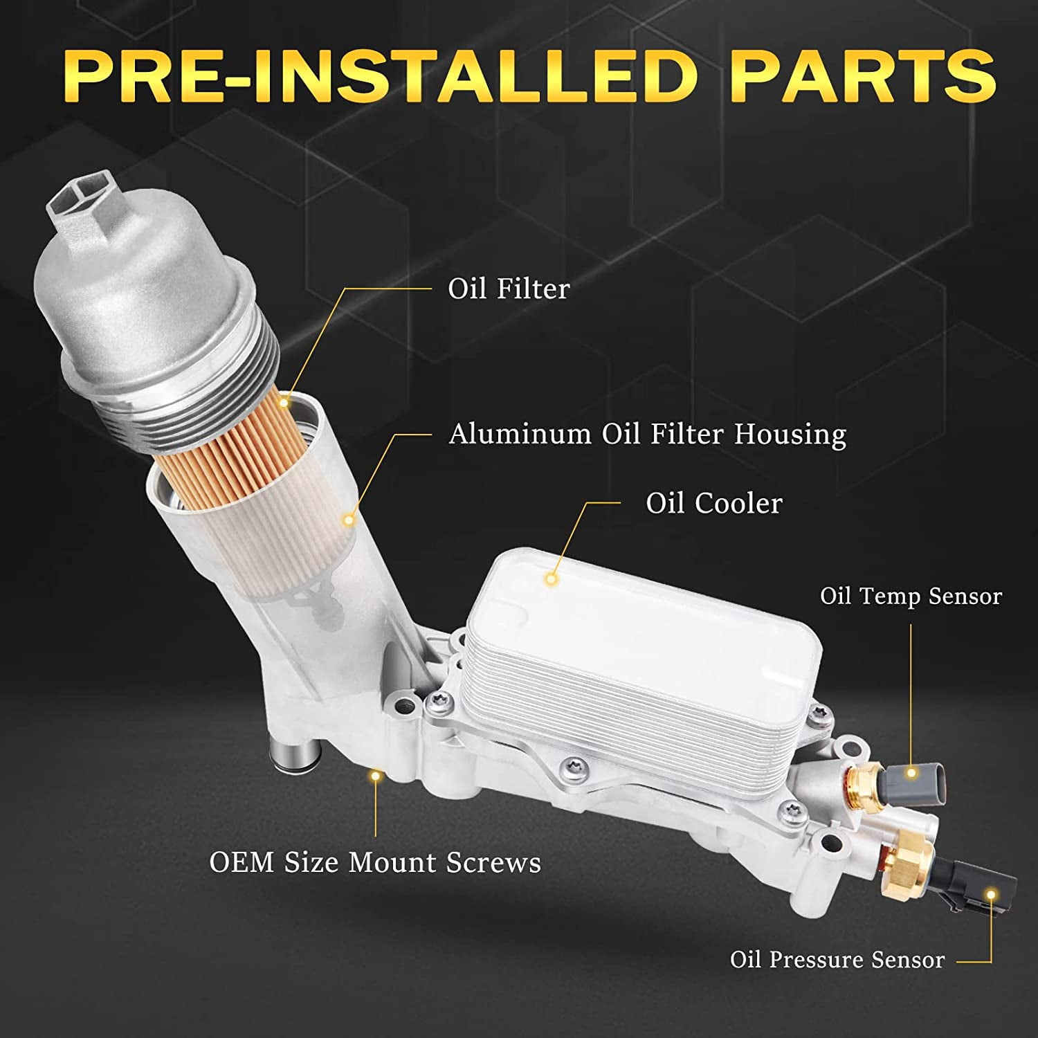 926-959 Full Aluminum Engine Oil Filter Housing with Oil Cooler Sensors and Gaskets Kit Compatible with 2011-2016 Jeep Dodge Chrysler Ram 3.6L