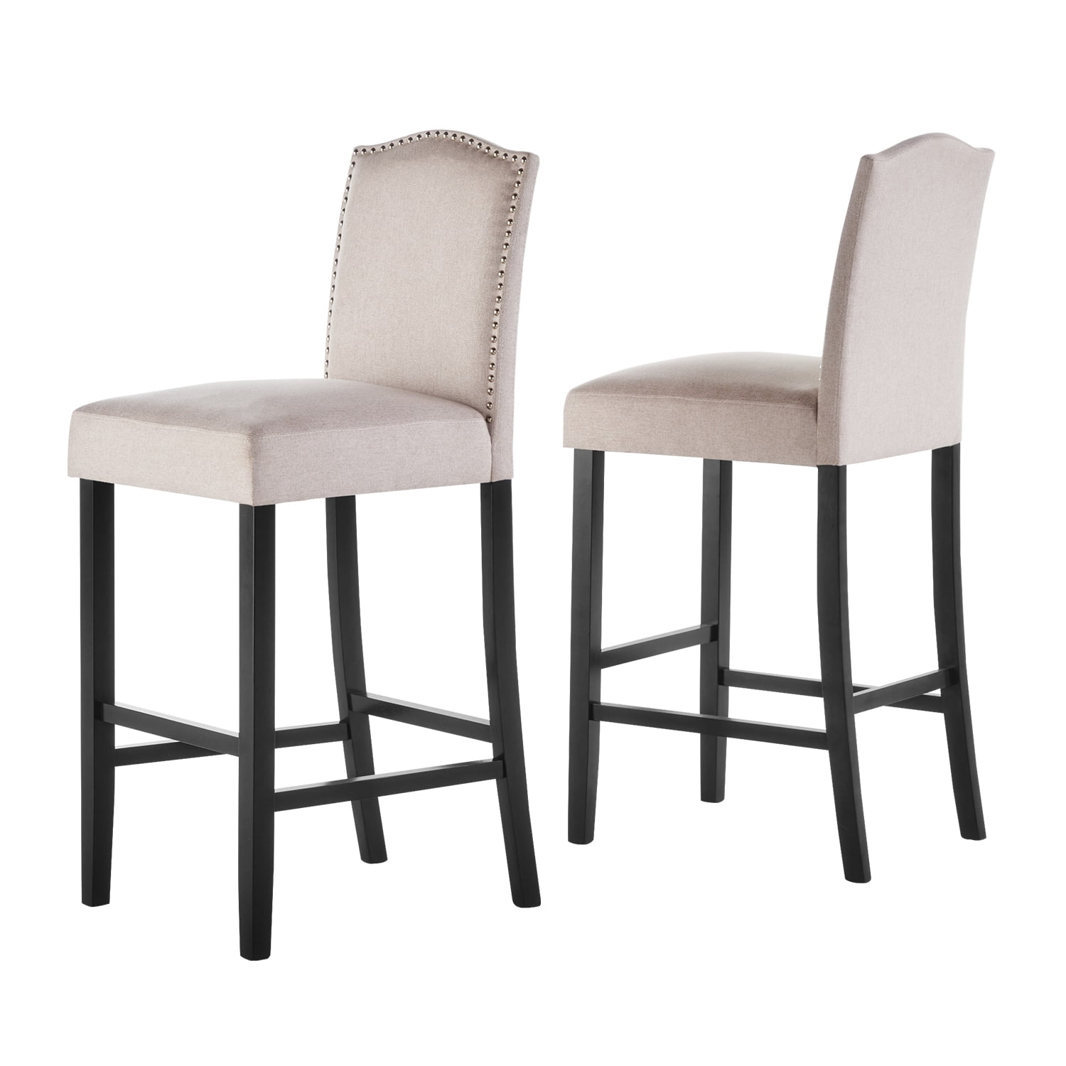 Kadyn Bar Counter Chairs with Nailhead, 2 Pcs Modern Bar Stools, Upholstered Dinner Chairs for Bedroom, Dining Room, Wheat