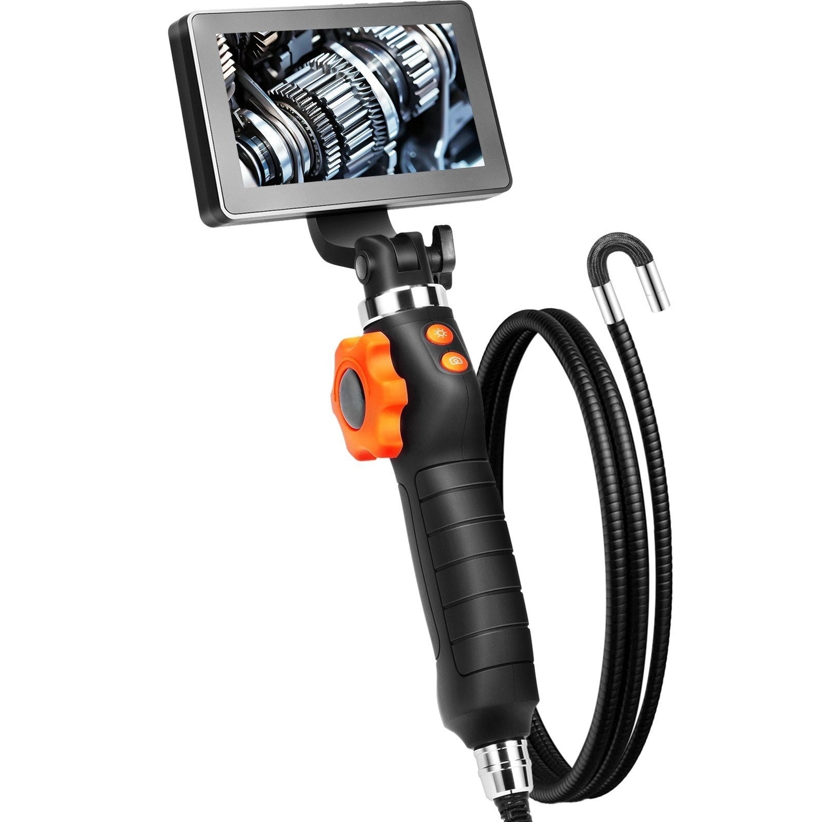 5" IPS HD Screen Endoscope, 2-Way 180° Articulating Borescope with 8X Zoom, 6.4mm Waterproof Inspection Camera
