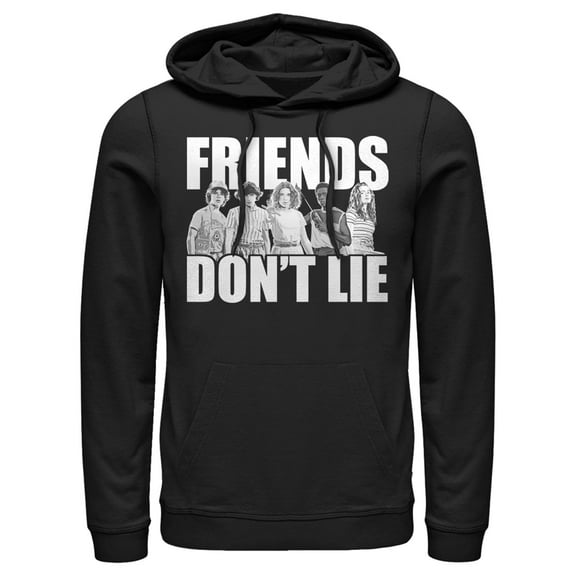 Netflix Men's Stranger Things Friends Don't Lie Character Pose Pull Over Hoodie Black Small