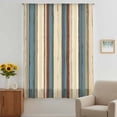 thumbnail image 3 of Aqua Beige Striped Sheer Curtains 45 Inches Long, Farmhouse Ethnic Tribe Light Filering Curtains, Breathable Simi Curtain Privacy Drapes for Kitchen Bathroom Lightweight Small Window Treatment, 3 of 9
