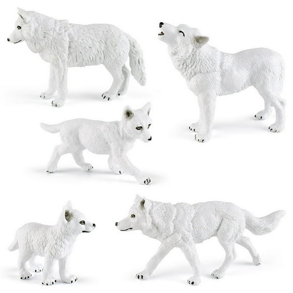 Lubelski Arctic Wolf Model Various Realistic White Wolf Miniature Static Model Ornament Plastic Wild Animal Figurine Mini TV Table Decor Kids Educational Toy