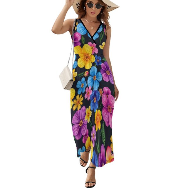 Floral Vestido Sin Mangas Vestidos Para Mujer, Vestido Suelto De Verano 2025