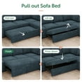 thumbnail image 3 of HONBAY Modern Corduroy L-Shaped Sectional Sleeper Sofa, Modular Design with Pull-Out Bed and Storage, Blue, 3 of 11