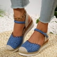 thumbnail image 2 of Miluxas 2025 Clearance! Women's Closed Toe Platform Sandals Clearance Summer Buckle Ankle Strap Espadrilles Wedge Sandals, 2 of 9