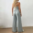 thumbnail image 4 of ZHOGXU Women's Jumpsuit Sleeveless Suspenders Solid Color Wide Leg Comfortable Fashion Romper For Everyday Wear,Grey,S, 4 of 6