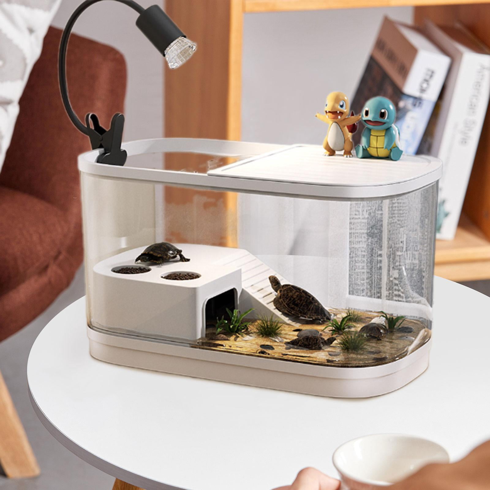 Serenable Turtle Tank with Lids Multifunction with Platform for Leopard Gecko Scorpion Beige Large
