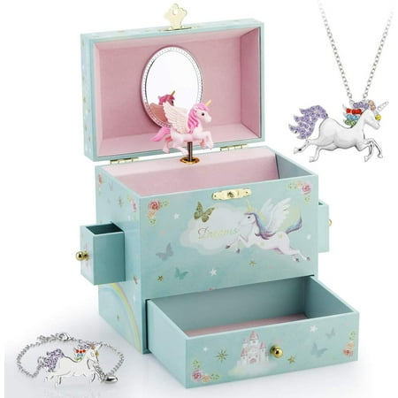Kids Al Jewelry Box For Girls With 3 Drawers And Set Magical Unicorn Blue Danube Tune Pink Canada Kids Al Jewelry Box For Girls With, Kids Jewelry Armoire