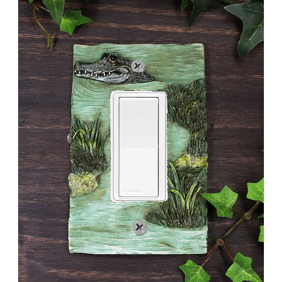 Pack of 2 Wildlife Bayou Swamp Alligator Single Gang Rocker Switch Wall Plate