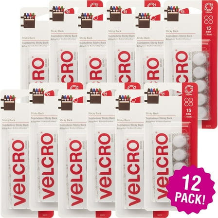 Velcro(R) Brand Sticky Back Coins .625" 15 Count, Multipack Of 12