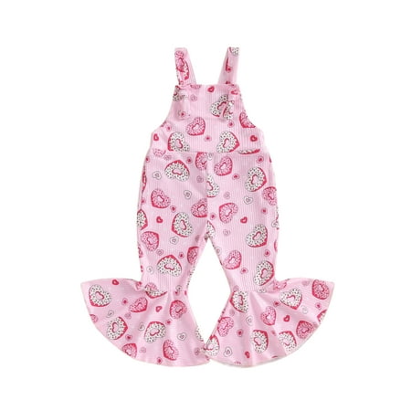 

Baby Girl Valentine s Day Romper Toddler Donut Print Sleeveless Flared Jumpsuit