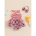 thumbnail image 3 of Bagilaanoe 4th of July Newborn Baby Girl Rompers Dress Star Print Sleeveless Bodysuit + Headband 3M 6M 12M 18M Infant Patchwork A-line Dresses for Independence Day, 3 of 7
