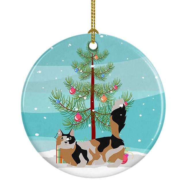 2.8 x 2.8 in. Unisex Munchkin No.3 Cat Merry Christmas Ceramic Ornament