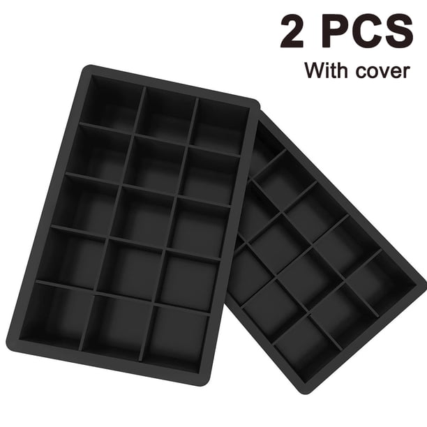 Bandejas de cubitos de hielo, moldes de silicona para cubitos de hielo de 15 cavidades, sin BPA, bandeja de hielo apilable, fácil liberación, hielo para cóctel, whisky, alimentos para bebés, chocolate MFZFUKR 2033776-2