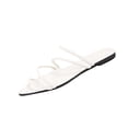 thumbnail image 2 of Fankiway Women's Pointed Toe Flat Sandals Multiple Straps Non-Slip Comfortable Open Toe Beach Slippers Summer White 6, 2 of 9