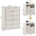 thumbnail image 2 of LEYAOYAO Fluted Dresser Set of 3, 2+4 Drawer Dresser and 2 Two-Drawer Nightstands with Open Storage Shelves, Bedroom Furniture with Charging, White, 2 of 9