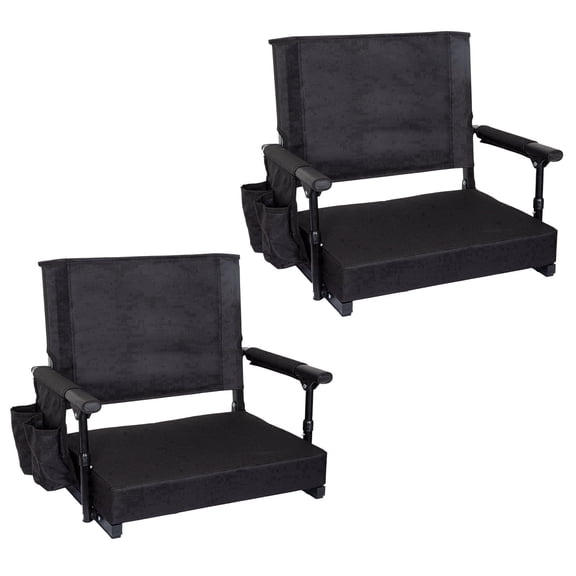 SUNSPIRE 2 Pack Stadium Seats with Back Support, Bench Portable Chair with Cup Holders and Armrests,Lightweight Foldable Bleacher Chair for Outdoor