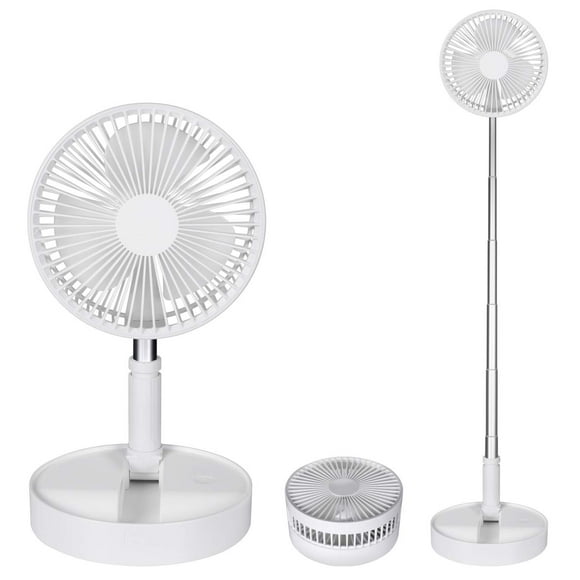 QUALORI Pedestal de ventilador plegable, ajustable, recargable, control remoto, silencioso, alrededor de 8 pulgadas, fresco