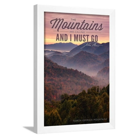 John Muir - the Mountains are Calling - North Georgia Mountains - Sunset Framed Print Wall Art By Lantern
