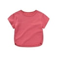 thumbnail image 2 of fatyb Baby Toddler Short Sleeve Crewneck T-Shirts Boys Girls Cotton Solid Color Summer Kids Tee Tops, 2 of 7