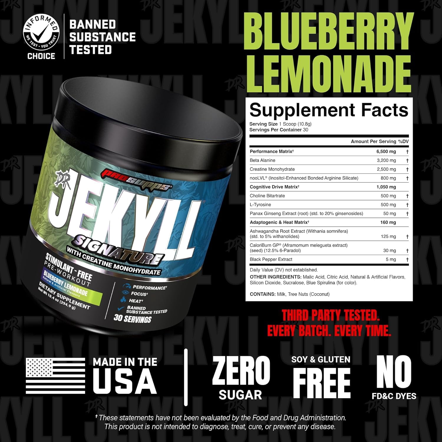PROSUPPS Dr. Jekyll Signature Pre Workout Powder with Creatine (Blueberry Lemonade, 30 Servings)