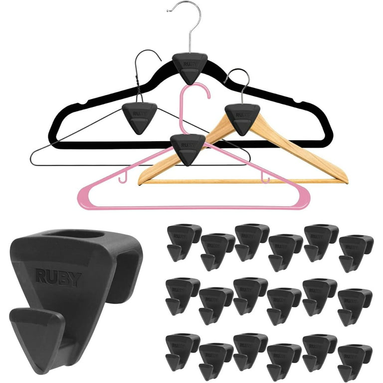 RUBY Space Triangles Hanger Hooks,12 Pcs Cascade Hangers to Create Up to 3X  More Closet Space, Easy to Use Slip-Over Design, Organize Shirts, Pants,  Jackets, Heavy Coats 