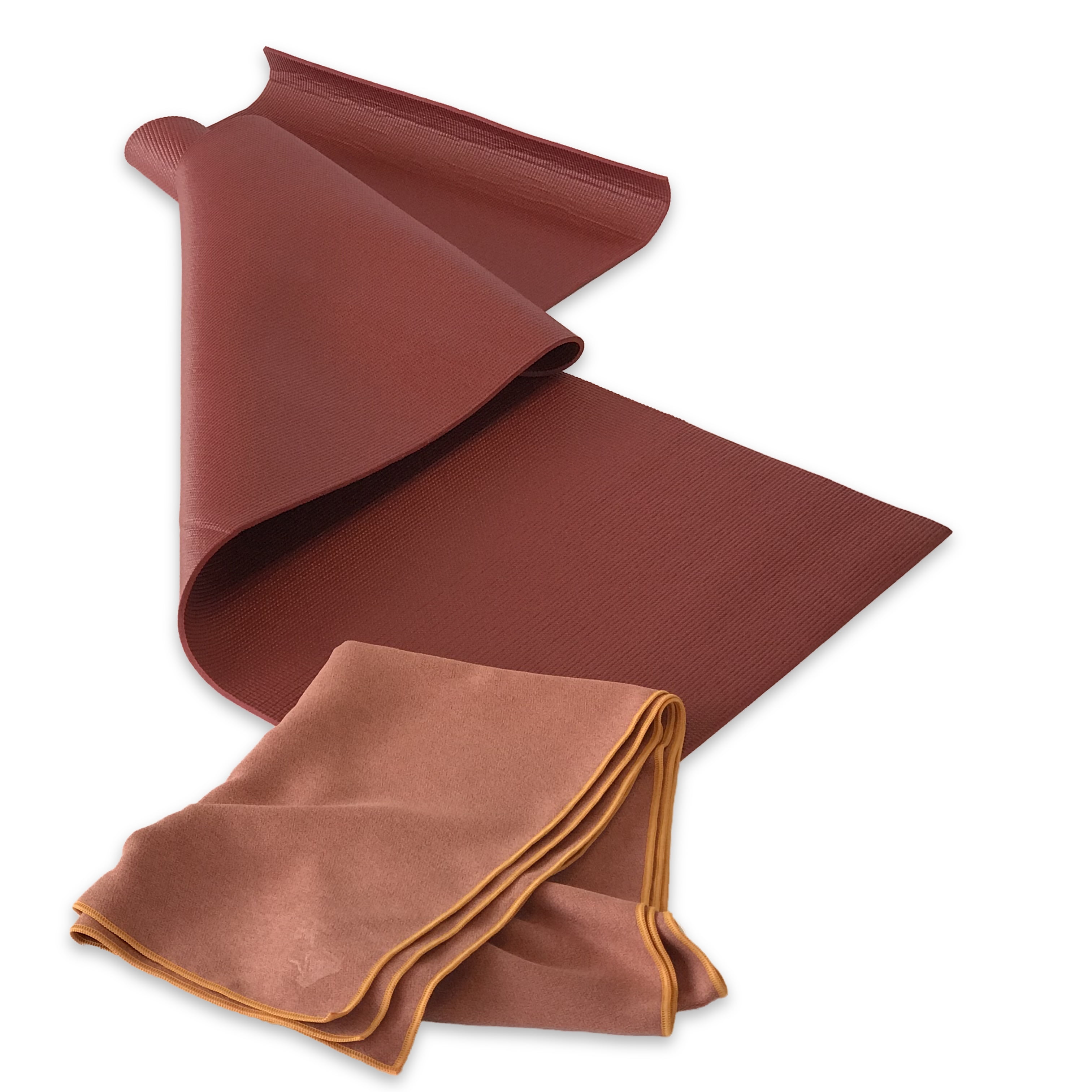 YogaRat RatMat Yoga Mat & Yoga Towel Set, Brick Mat and Ember/Sun Towel