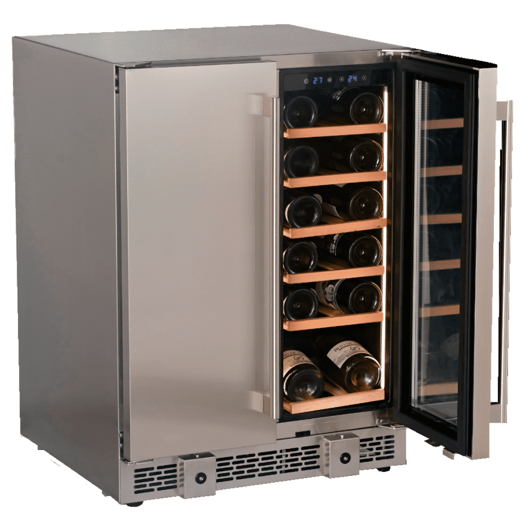 Chaleur 23" Dual Zone Fridge Wine Cooler and Beverege Refrigerator Built-in/Freestanding Beer and Wine Fridge with a Powerful Compressor, 20 Bottles and 88 Cans Capacity