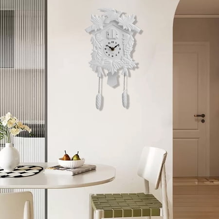 14.96 Inch Vintage Wall Clock with Hourly Chime Bavarian Style Plastic Wall Decor for Living Room Dining Room