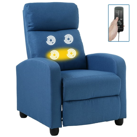 NiamVelo Large Massage Recliner Chair Single Sofa with Footrest, Adjustable Seat Lazy Boy Reading Reclining Chair for Living Room,Blue