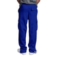 thumbnail image 5 of Men's Wide Leg Cargo Pants High Waisted Drawtring Baggy Adjustable Casual Loose Fit Warm Trousers Hiking Work Pant with Multi Pockets Royal Blue L, 5 of 9