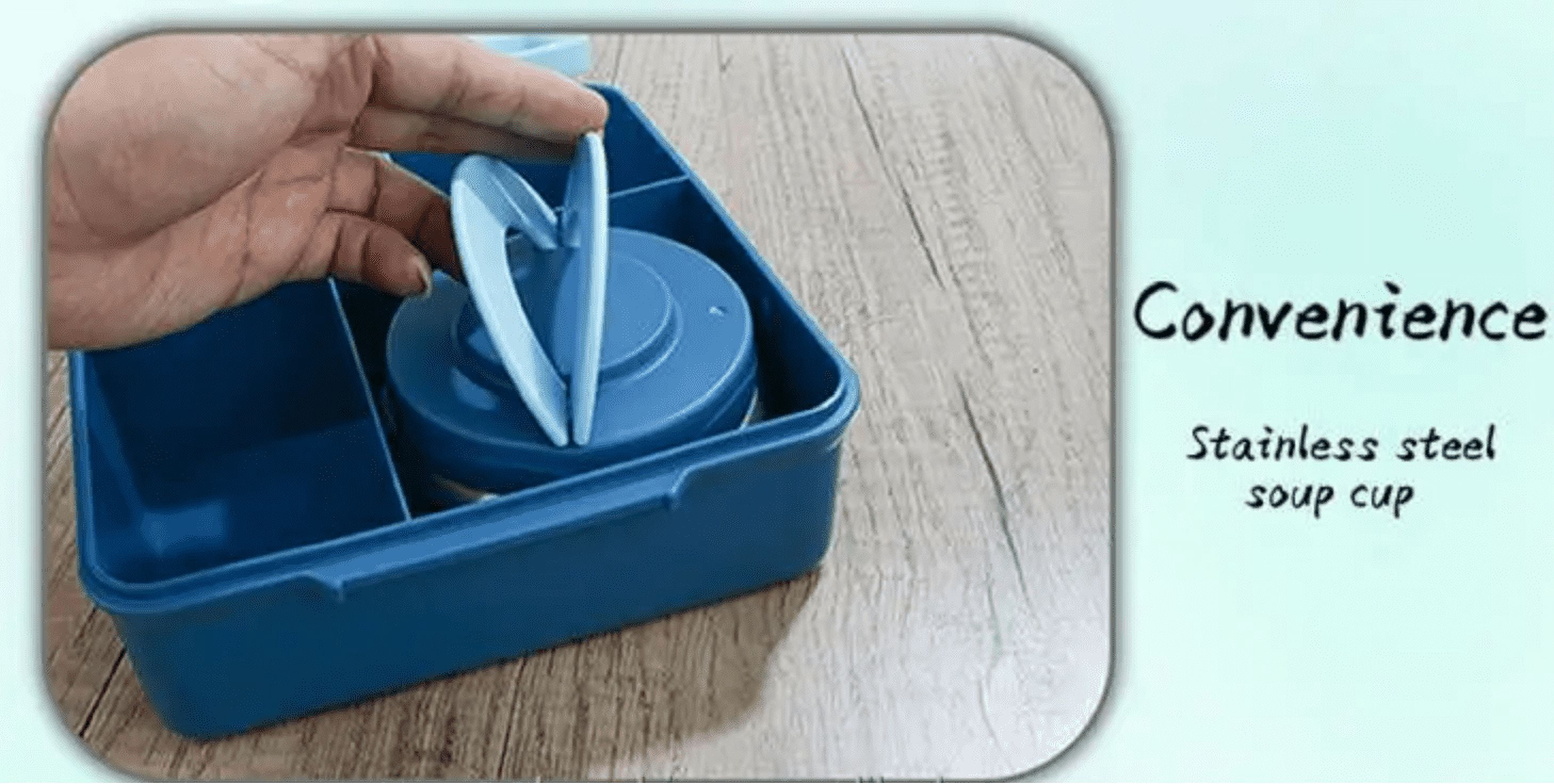 PoppiKids, Bento Lunch Box for Kids Meals, with Thermos Soup Food Jar - Blue