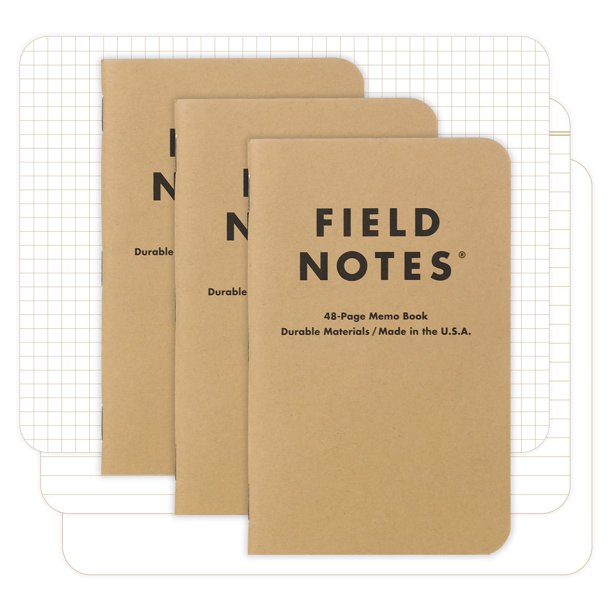 Memo Books Field Notes Original Kraft, paquete de 3, 48 páginas