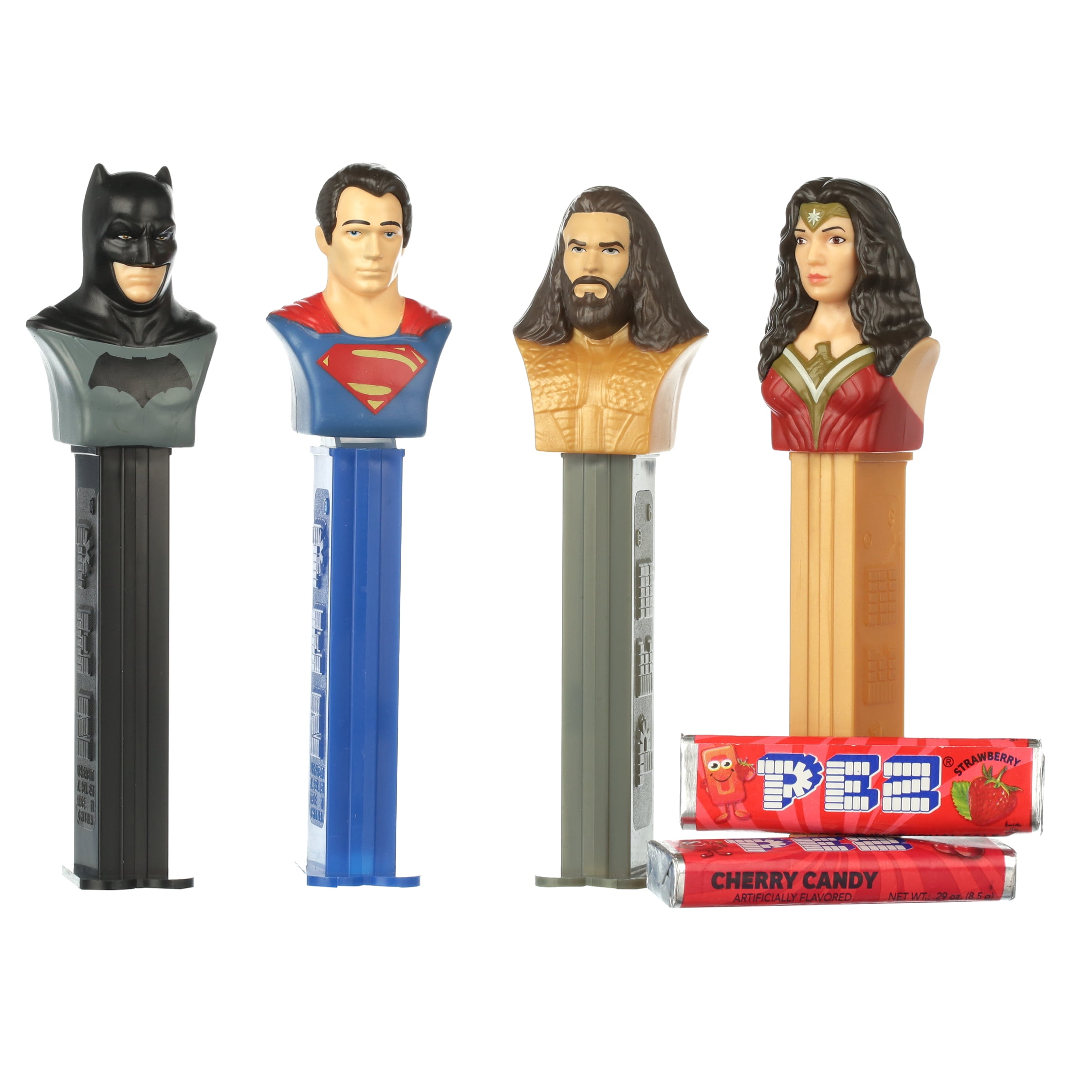 PEZ Candy Justice League Assortment, 1 Candy Dispenser Plus 2 Rolls Assorted Fruit Candy, 6.96 oz, Box of 12