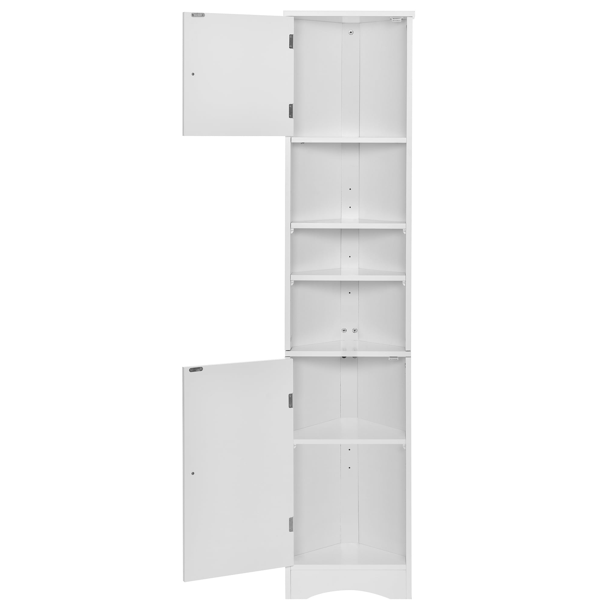 HSUNNS 67-inch Tall Corner Storage Cabinet with Doors & Shelves, Freestanding Storage Cabinet for Bathroom, Living Room, Kitchen, White