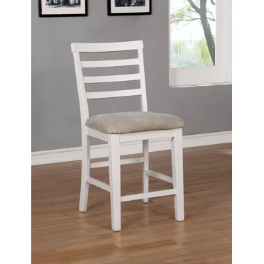 Simple Casual White Counter HT. Chairs Set Of 2pcs Dining Room Furniture Ladder Back Chair Solidwood