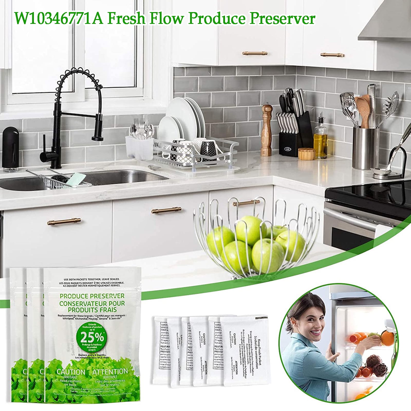 AMI PARTS W10346771A Fresh Flow Produce Preserver Replacement for Whirlpool Refrigerators 2117689