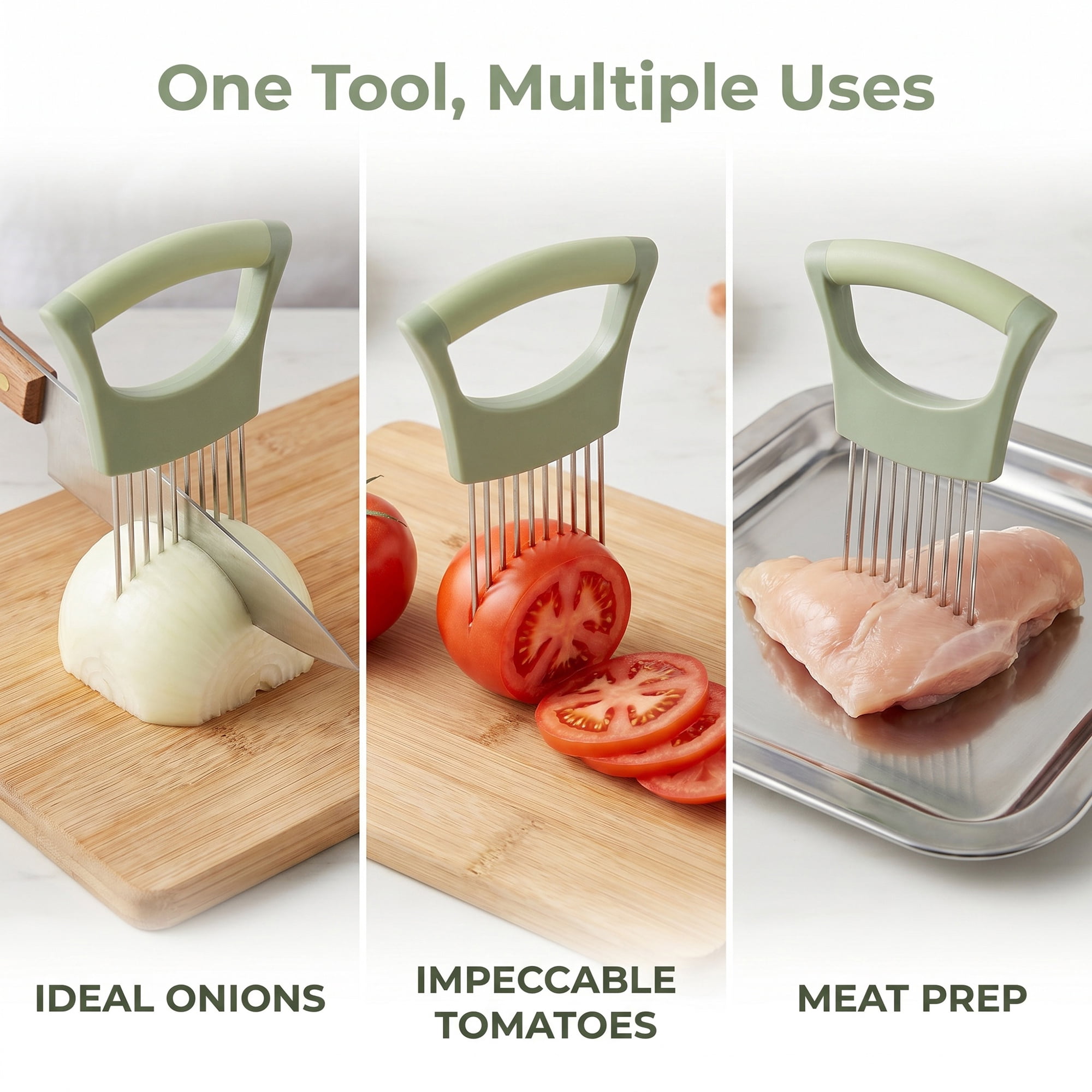 Unique Bargains Vegetable Chopper Food Processor Plastic Frame Tool with Pins Light Green