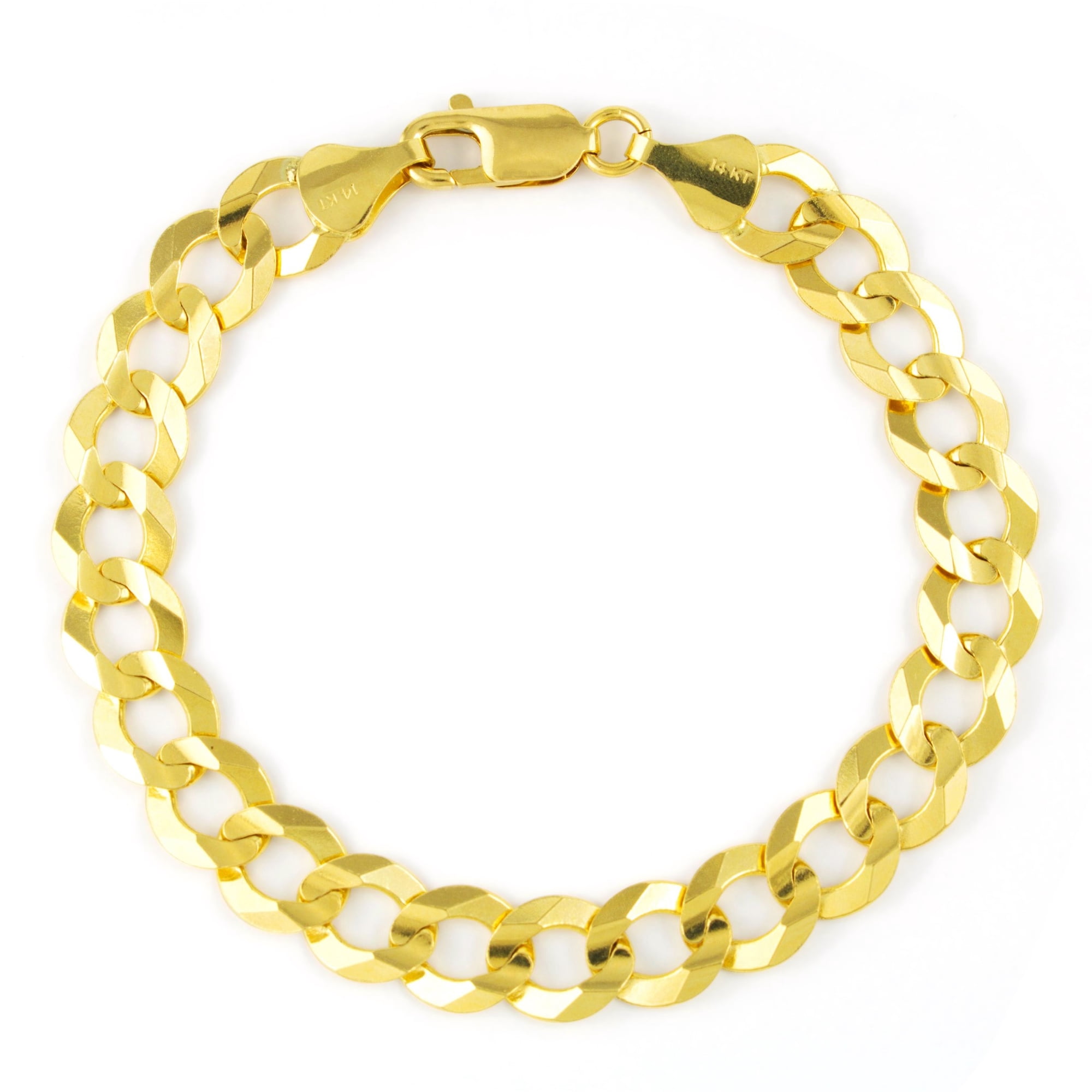 Nuragold 14k Real Yellow Gold Solid Cuban Curb Link 10mm Chain Bracelet (7"-9") Italian Jewelry for Men